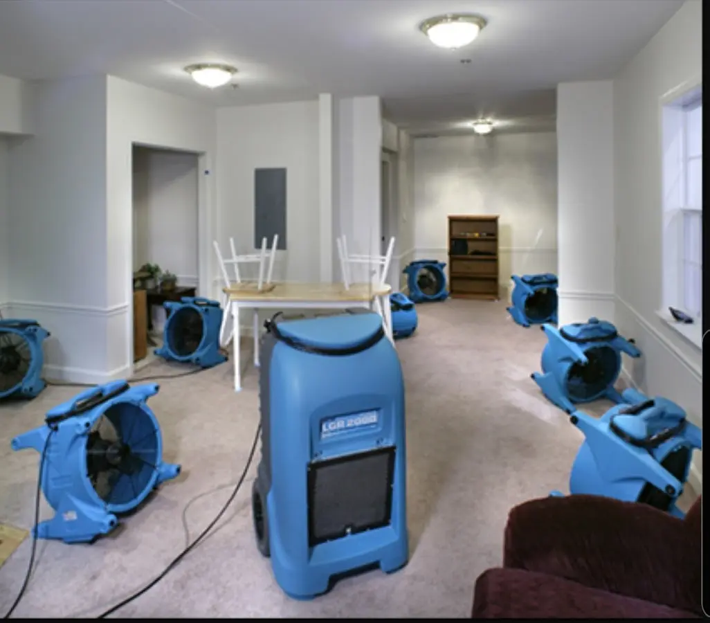Air movers and dehumidifier setup for Water Damage Restoration in Northport